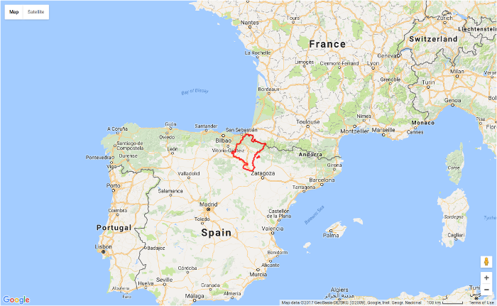 Map of Spain and Navarre